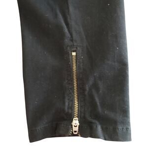 Cache Denim Pant Stretch Ankle Zipper Rhinestone Button Straight Leg New $98 NWT